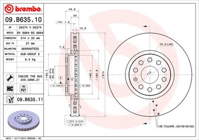 09B63511 BREMBO Тормозной диск
