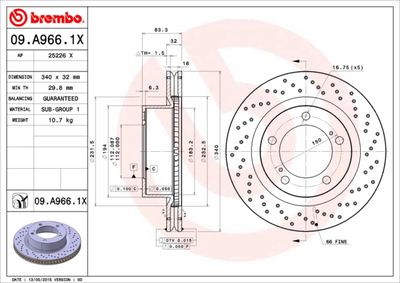 09A9661X BREMBO Тормозной диск