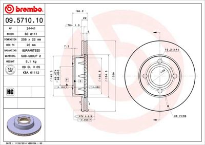 09571010 BREMBO Тормозной диск