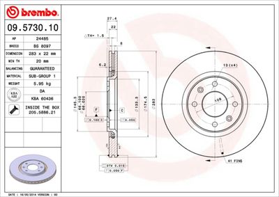 09573010 BREMBO Тормозной диск