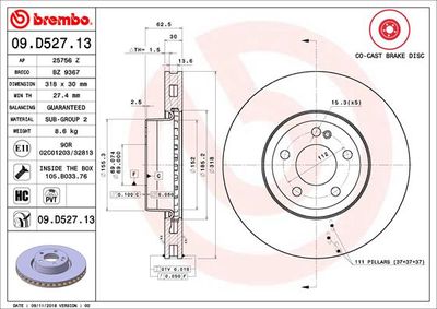 09D52713 BREMBO Тормозной диск