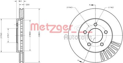 6110708 METZGER Тормозной диск