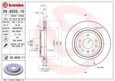 09950511 BREMBO Тормозной диск