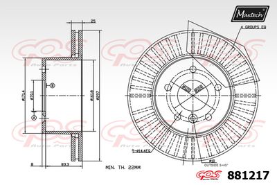 881217 MAXTECH Тормозной диск