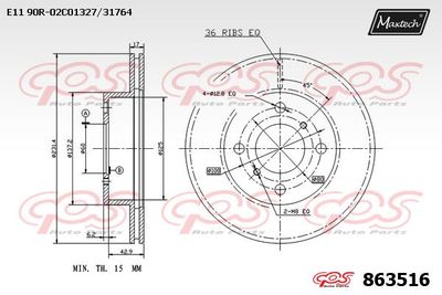 863516 MAXTECH Тормозной диск