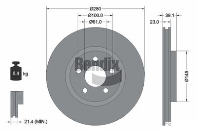 BDS1775HC BENDIX Braking Тормозной диск