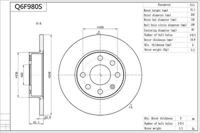Q6F980S AISIN Тормозной диск