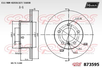 873595 MAXTECH Тормозной диск