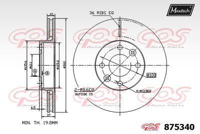 875340 MAXTECH Тормозной диск