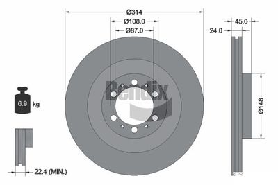 BDS1480 BENDIX Braking Тормозной диск