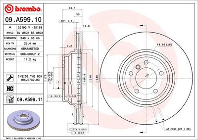 09A59911 BREMBO Тормозной диск
