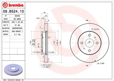 09B52410 BREMBO Тормозной диск