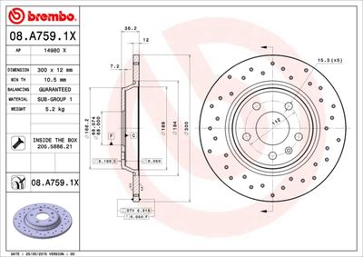 08A7591X BREMBO Тормозной диск