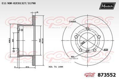 873552 MAXTECH Тормозной диск