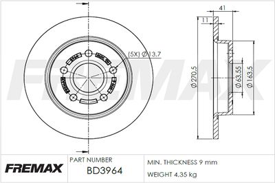 BD3964 FREMAX Тормозной диск