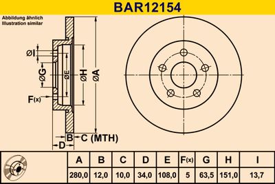 BAR12154 BARUM Тормозной диск