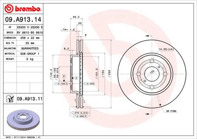 09A91311 BREMBO Тормозной диск
