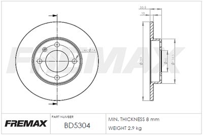 BD5304 FREMAX Тормозной диск