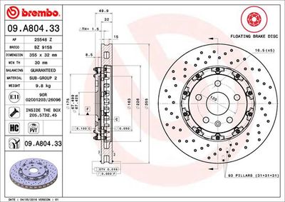 09A80433 BREMBO Тормозной диск