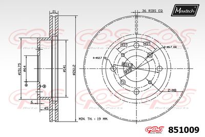 851009 MAXTECH Тормозной диск