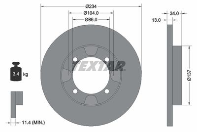 92089500 TEXTAR Тормозной диск