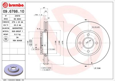 09676610 BREMBO Тормозной диск