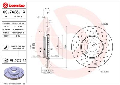 0976281X BREMBO Тормозной диск