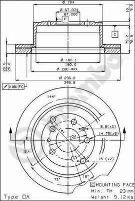 09380210 BREMBO Тормозной диск