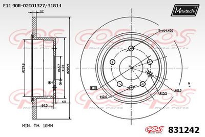 831242 MAXTECH Тормозной диск