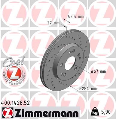 400142852 ZIMMERMANN Тормозной диск