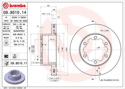 09951011 BREMBO Тормозной диск