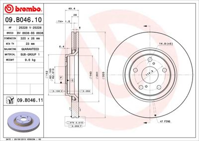 09B04611 BREMBO Тормозной диск