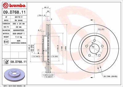 09D76811 BREMBO Тормозной диск