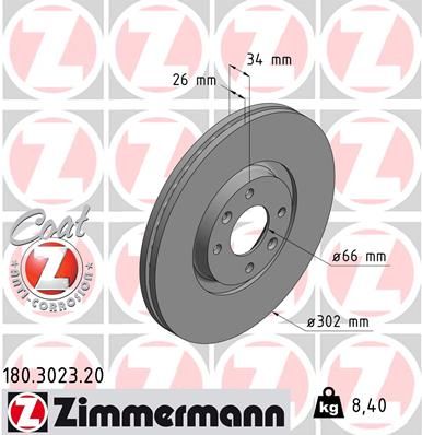 180302320 ZIMMERMANN Тормозной диск