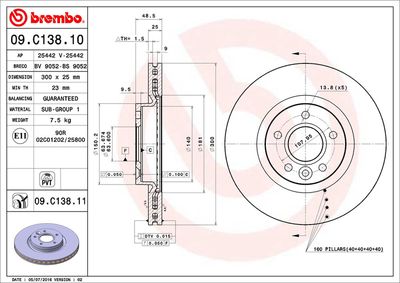 09C13811 BREMBO Тормозной диск