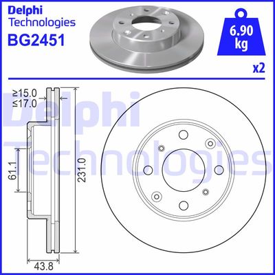 BG2451 DELPHI Тормозной диск