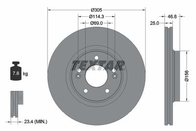 92292203 TEXTAR Тормозной диск