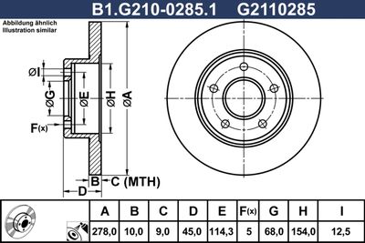 B1G21002851 GALFER Тормозной диск