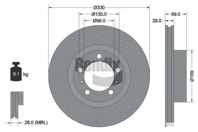 BDS1983RHC BENDIX Braking Тормозной диск