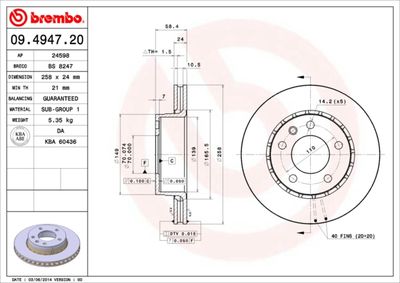 09494720 BREMBO Тормозной диск