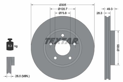 92098900 TEXTAR Тормозной диск