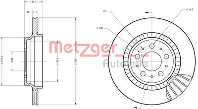 6110378 METZGER Тормозной диск