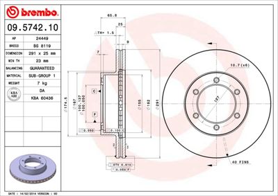 09574210 BREMBO Тормозной диск