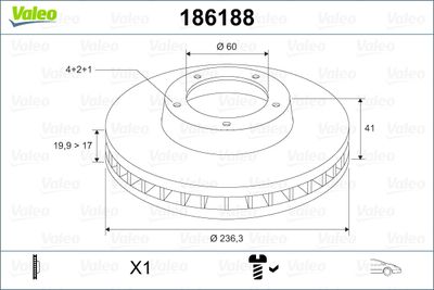 186188 VALEO Тормозной диск