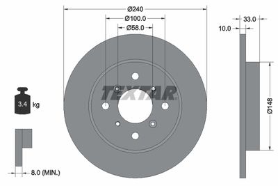 92153300 TEXTAR Тормозной диск