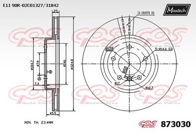 873030 MAXTECH Тормозной диск