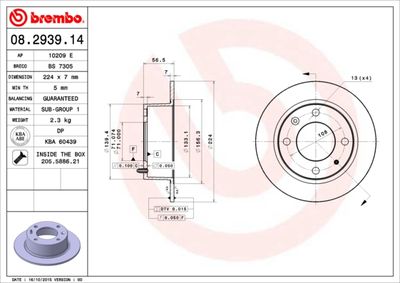 08293914 BREMBO Тормозной диск