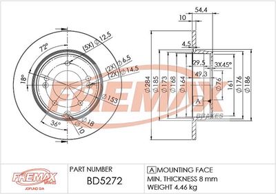 BD5272 FREMAX Тормозной диск