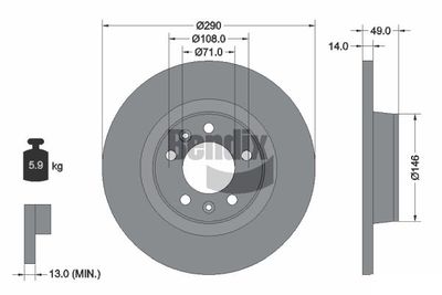 BDS1116 BENDIX Braking Тормозной диск