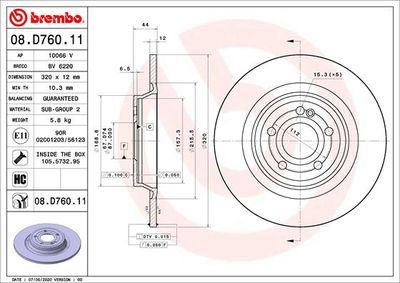 08D76011 BREMBO Тормозной диск